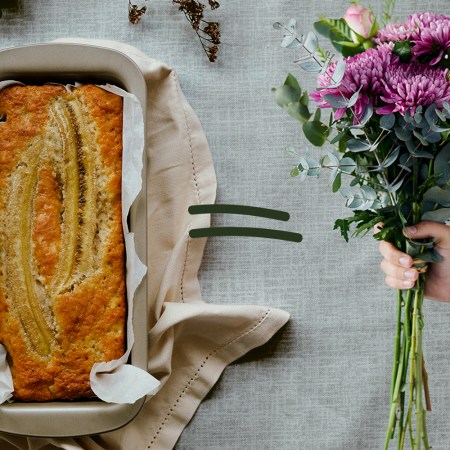 banana bread and flowers