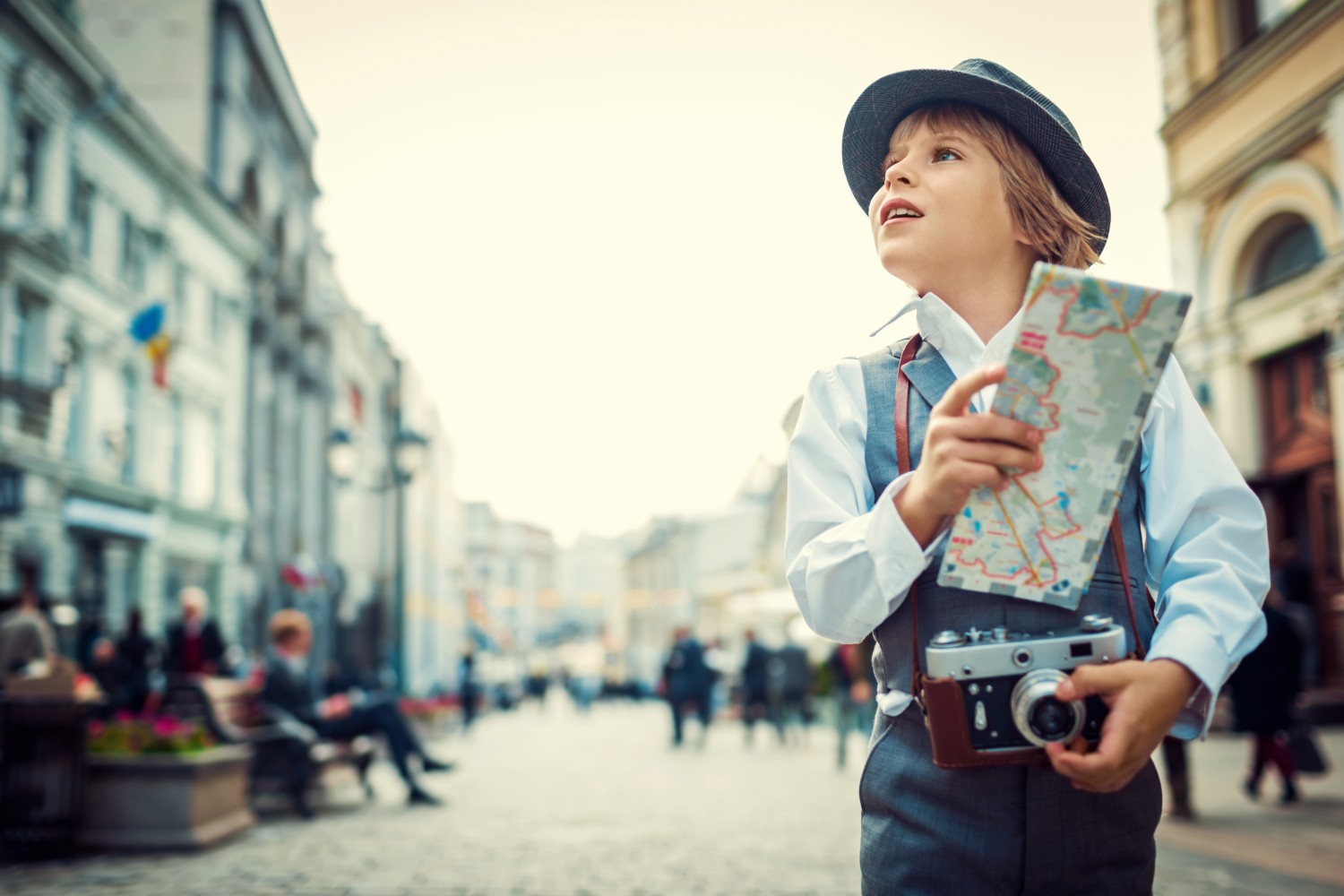 Young tourist out for a stroll