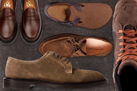 brown shoes collage on textured background