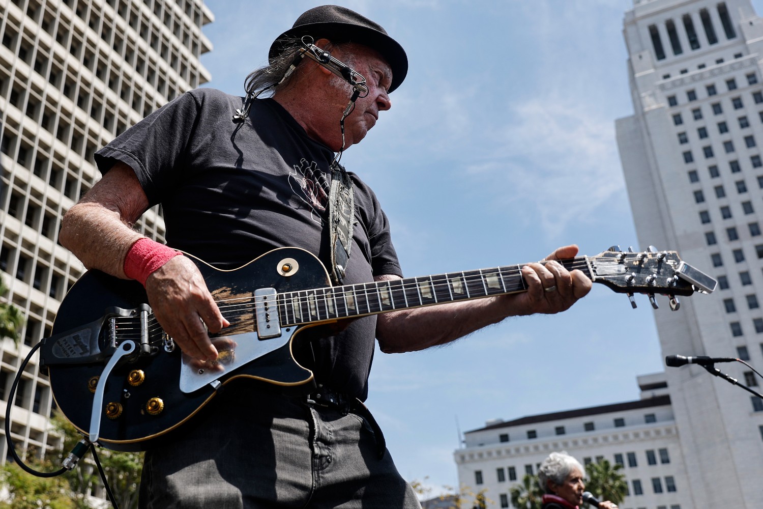 Neil Young playing guitar