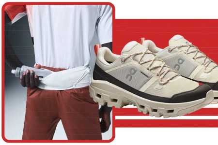 Hiking gear from On, including the Trail-T and Cloudrock Low Waterproof sneakers