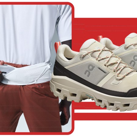 Hiking gear from On, including the Trail-T and Cloudrock Low Waterproof sneakers