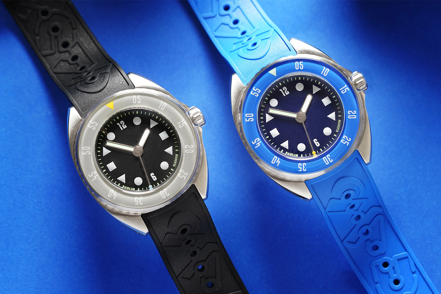 The new Paulin Mara dive watch, which is available in a black or blue version