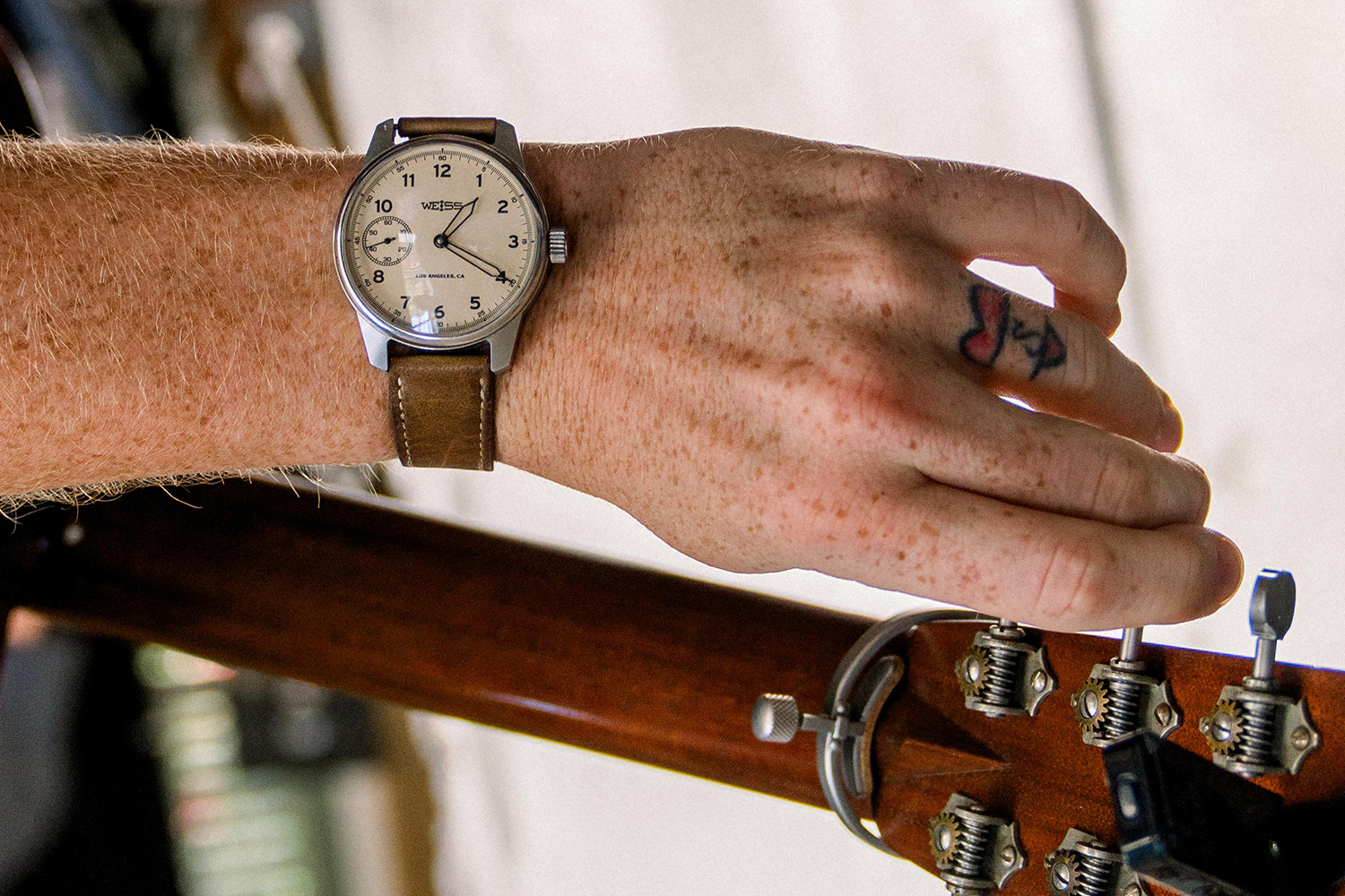 A 42mm Standard Issue Field Watch from Weiss Watch Company worn by country artist Tyler Childers