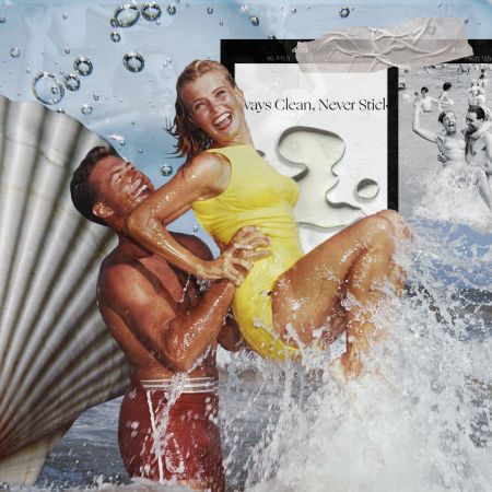 A man lifting a woman out of the water