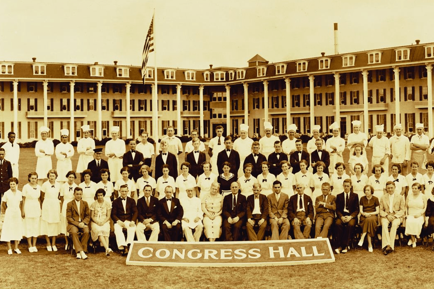 Congress Hall key staff on the lawn in 1928.