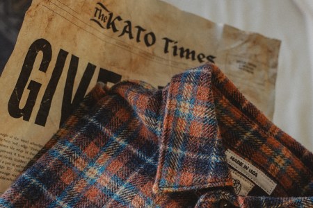 Flannel on top of a newspaper