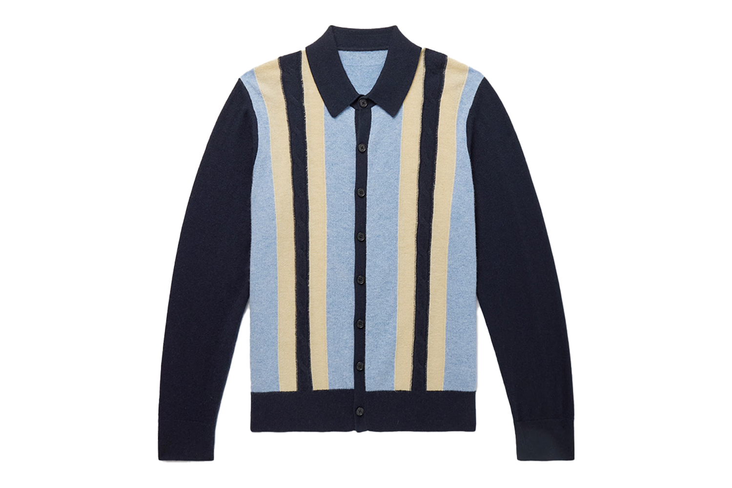 Guest In Residence Cable Plaza Striped Cashmere Shirt