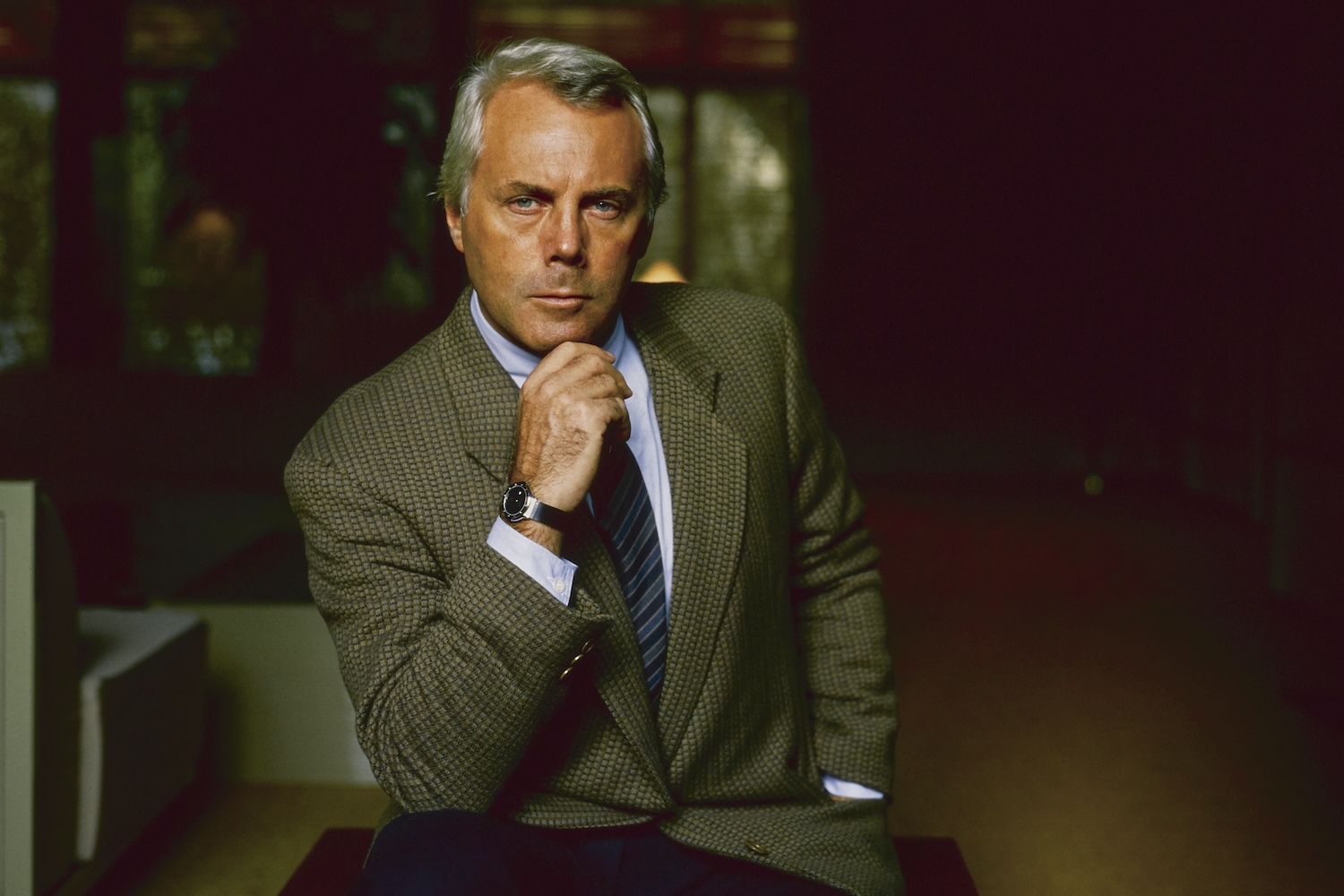 Giorgio Armani photographed in 1983 at his home in Forte dei Marmi, Italy.