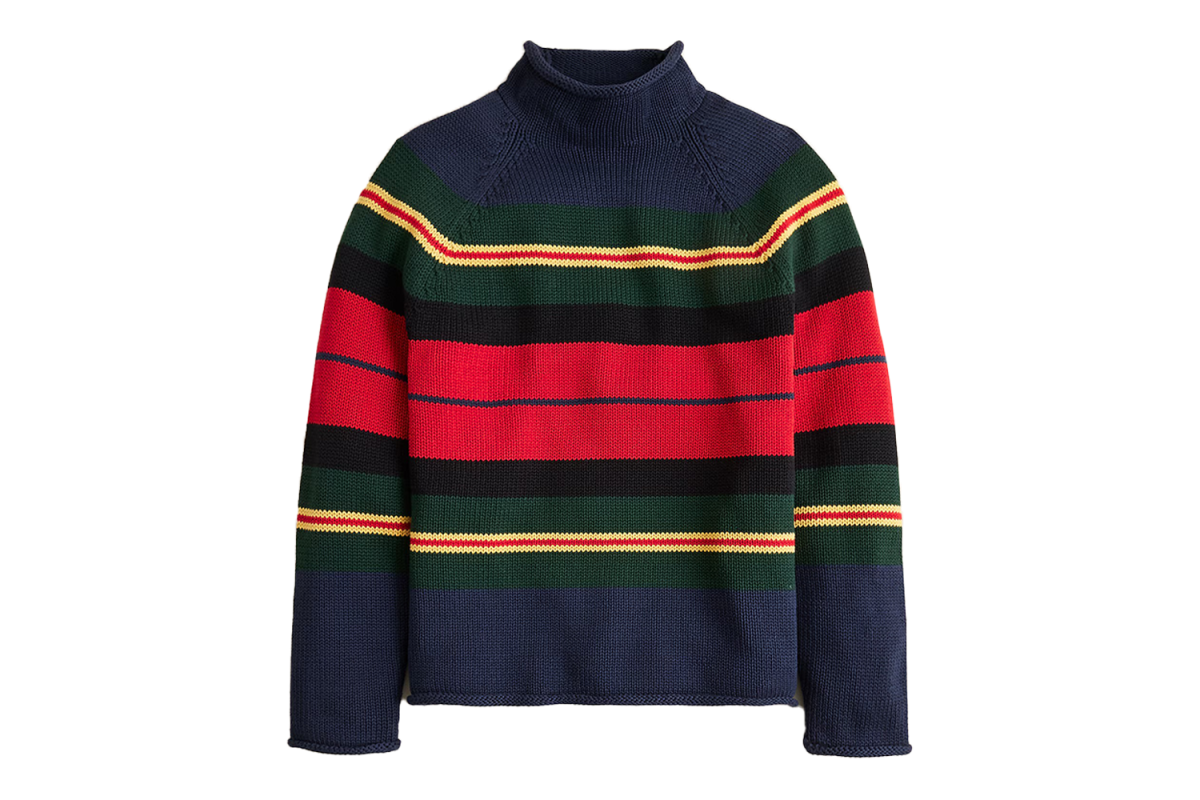 J.Crew 1988 Cotton Rugby Stripe Rollneck Sweater