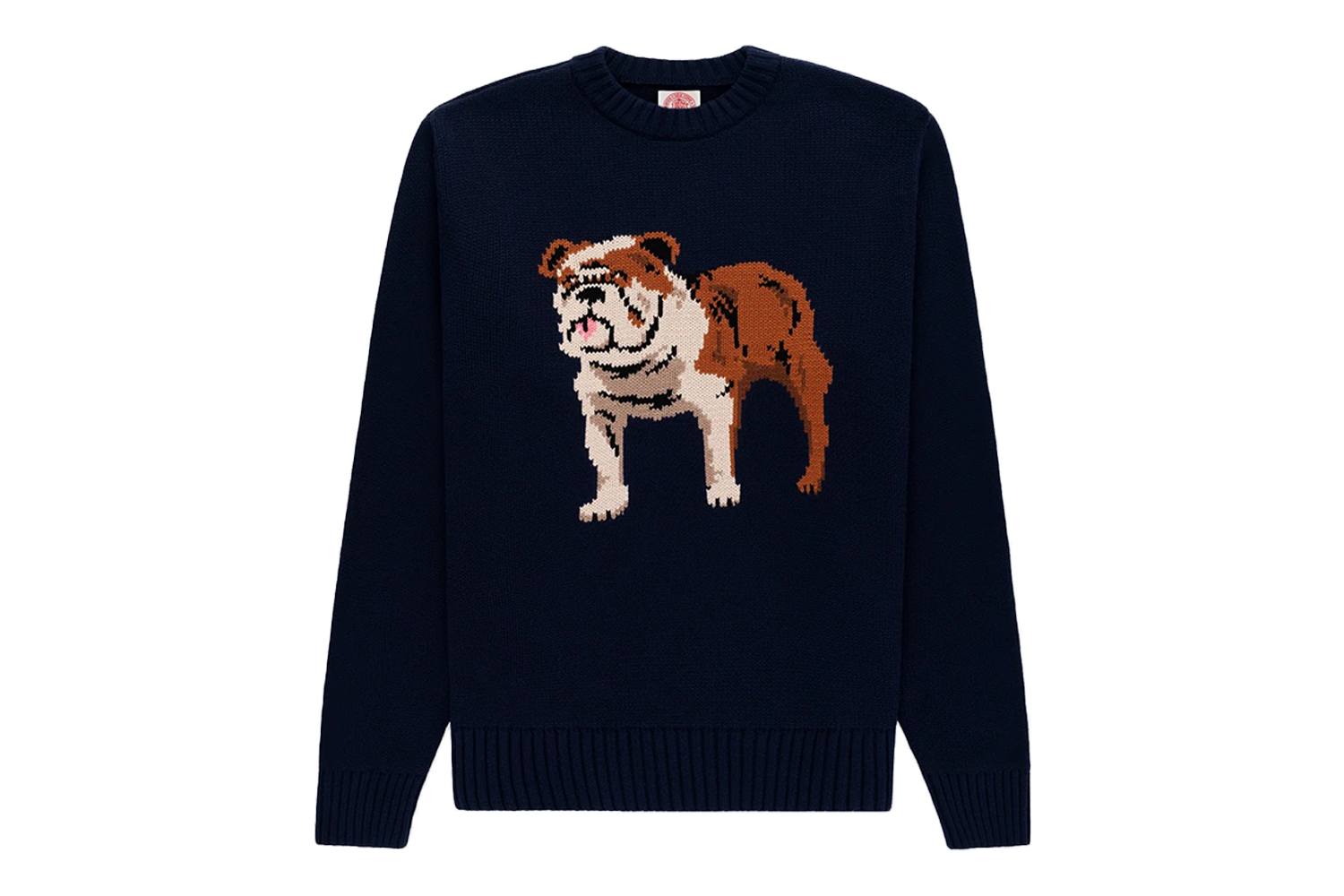 J.Press Bulldog Intarsia Knit Cotton Sweater