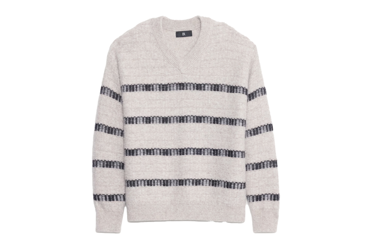 Banana Republic Jacquard Stripe V-Neck Sweater