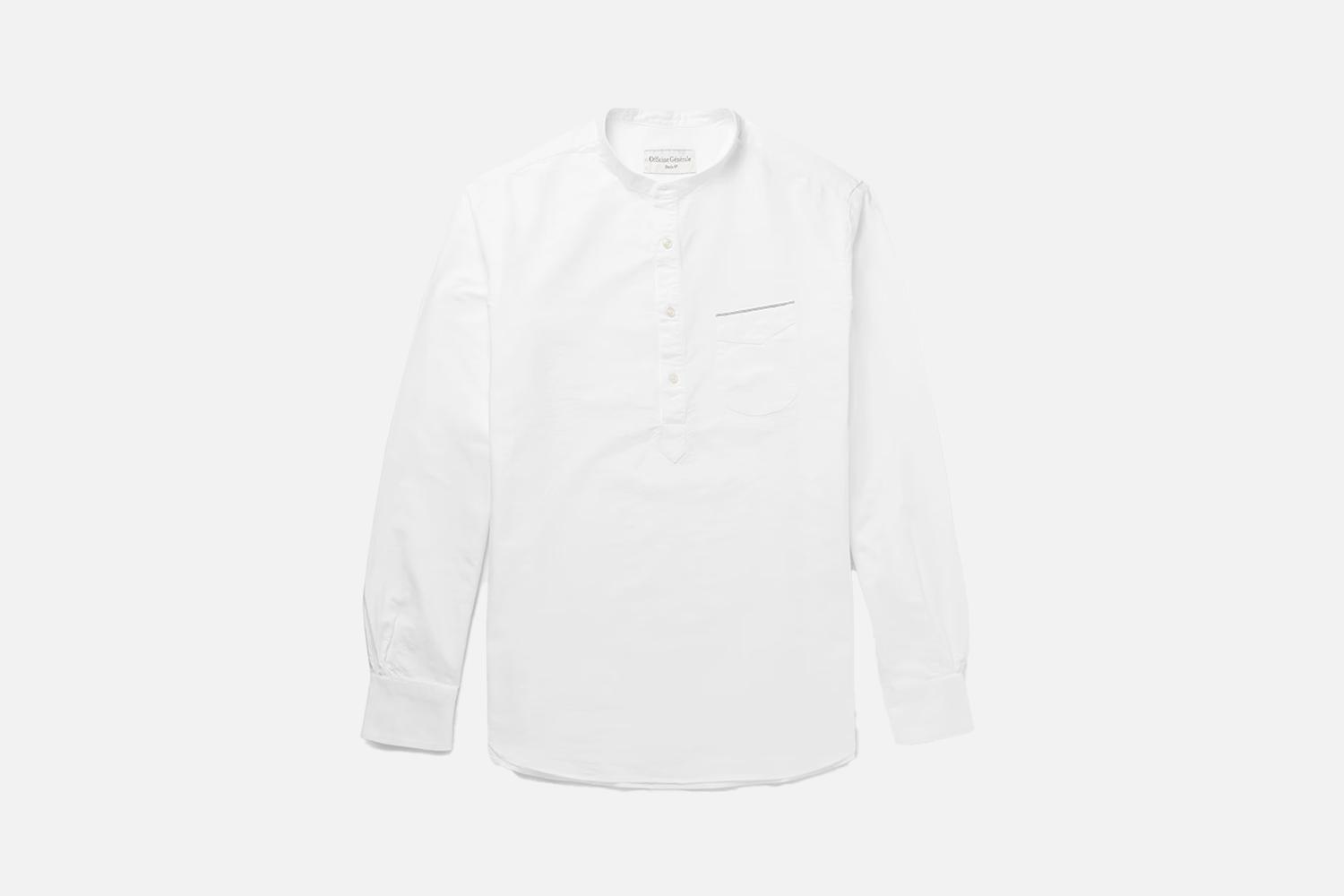 Officine Générale Auguste Grandad-Collar Cotton Oxford Shirt