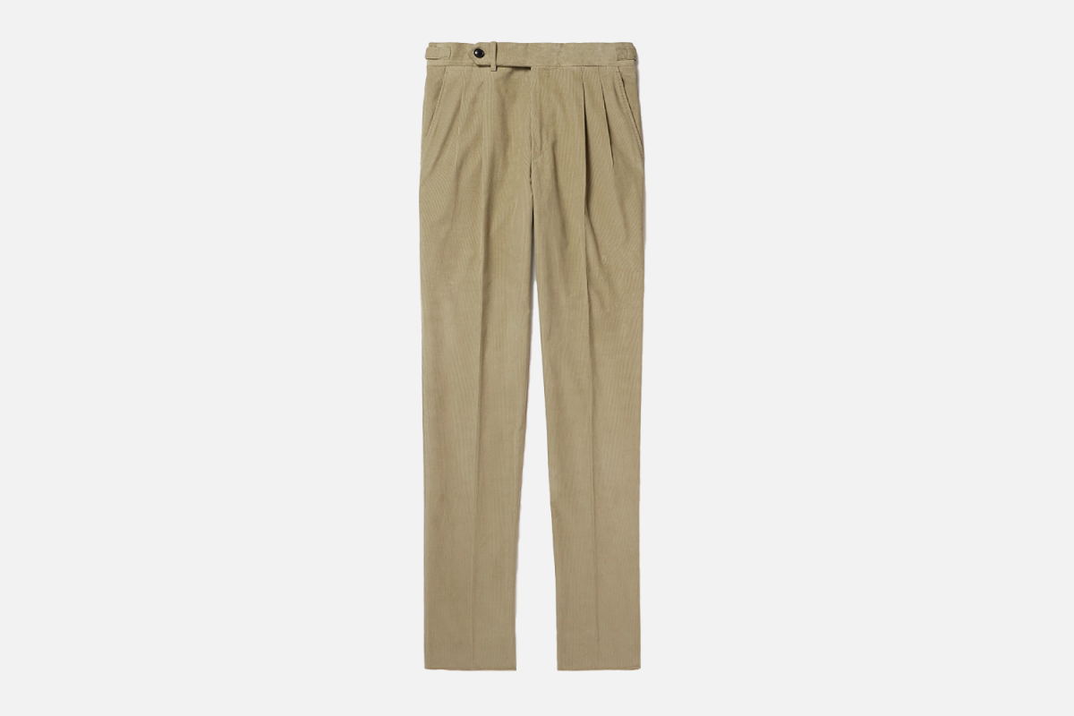 Purdey Tapered Pleated Cotton-Corduroy Trousers