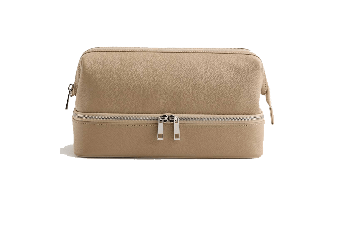 Quince Italian Leather Dual Compartment Toiletry Bag