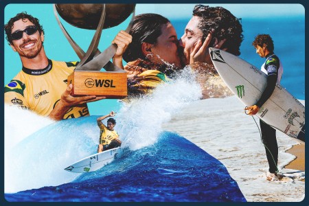 A collage of images from Yago Dora's WSL victory.