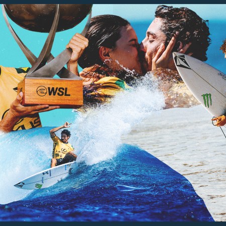 A collage of images from Yago Dora's WSL victory.