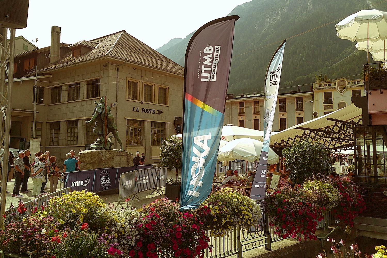 A view of race day in Chamonix's central square.