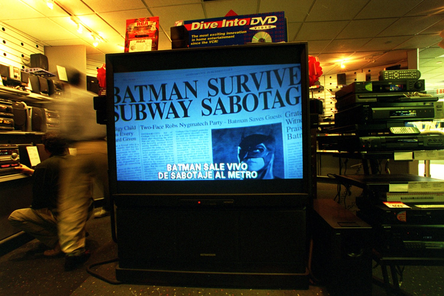 Television with subtitles on