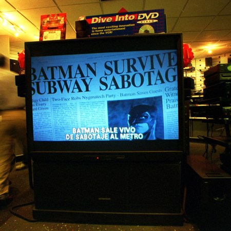 Television with subtitles on