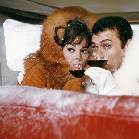 American actors Natalie Wood and Tony Curtis on the set of The Great Race, written and directed by Blake Edwards. (Photo by Sunset Boulevard/Corbis via Getty Images)