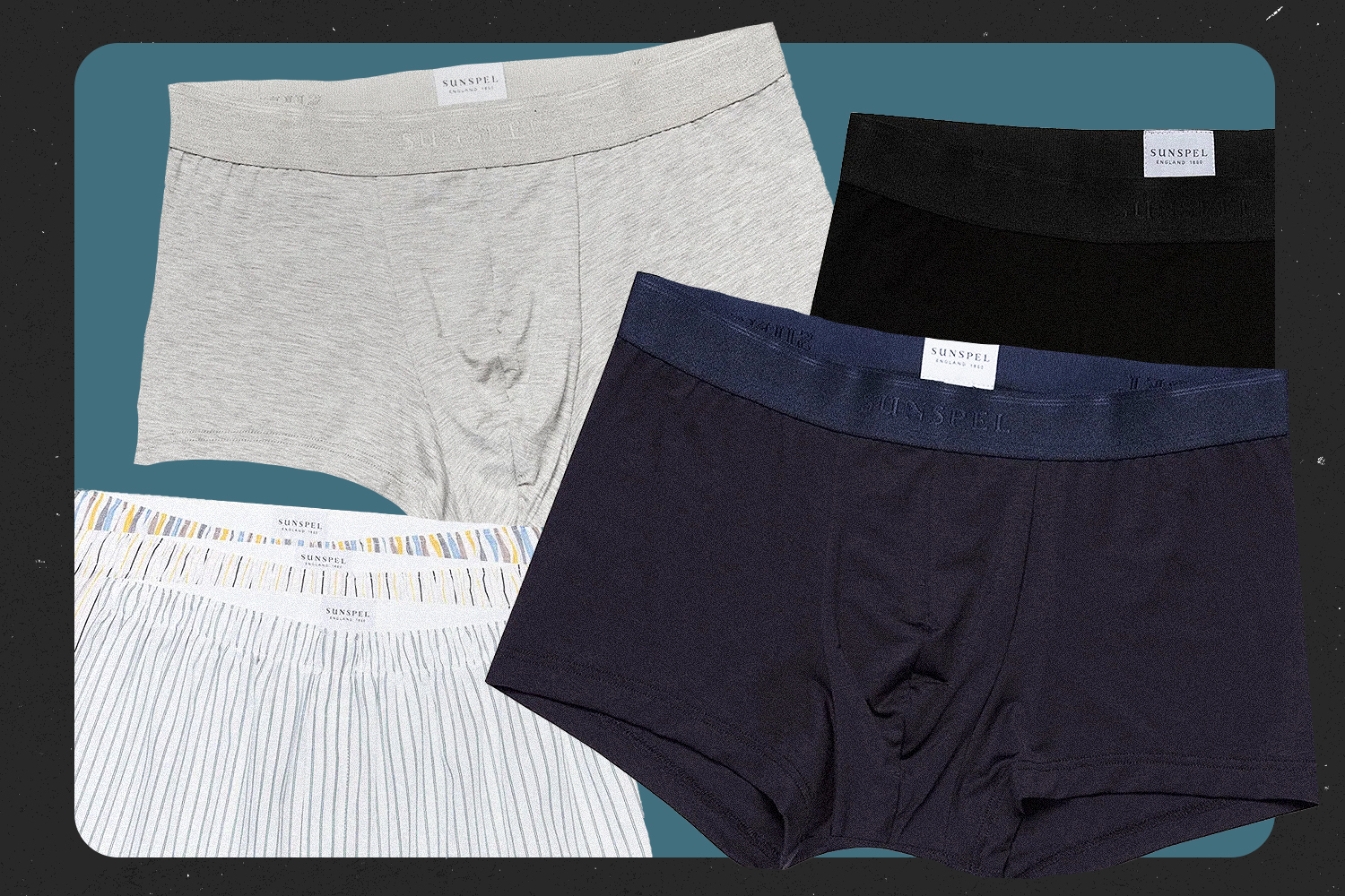 collage of boxers on textured multi-colored background