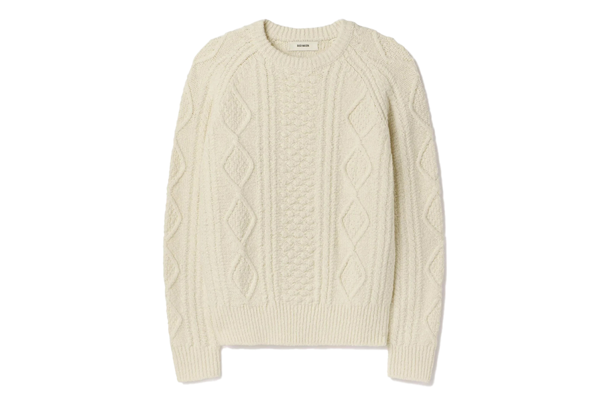 Buck Mason Seastack Wool Tweed Cable Sweater