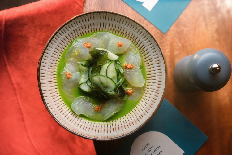 Citrus-cured kingfish crudo from Arvine