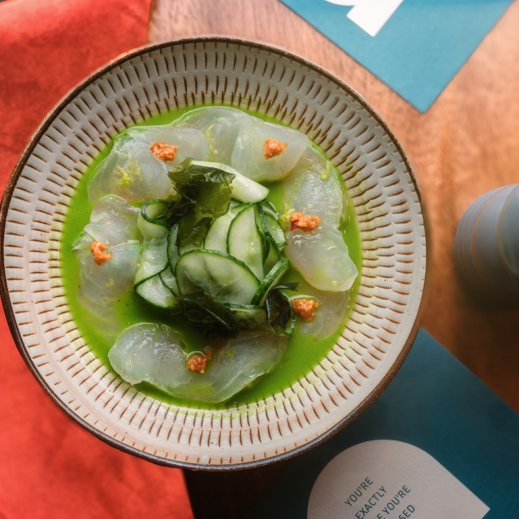 Citrus-cured kingfish crudo from Arvine