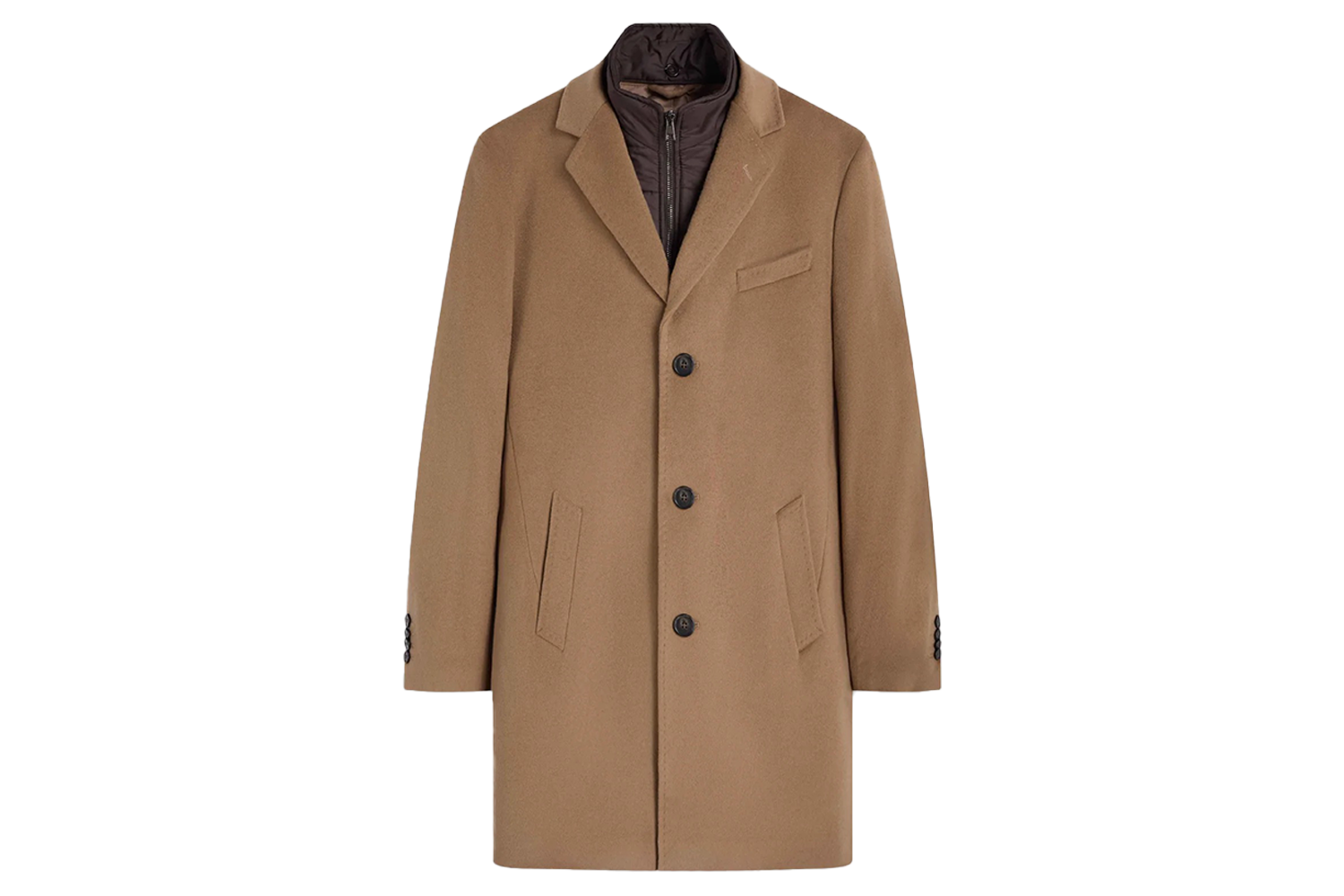 Bugatchi Wool-Cashmere Coat with Removable Nylon Bib