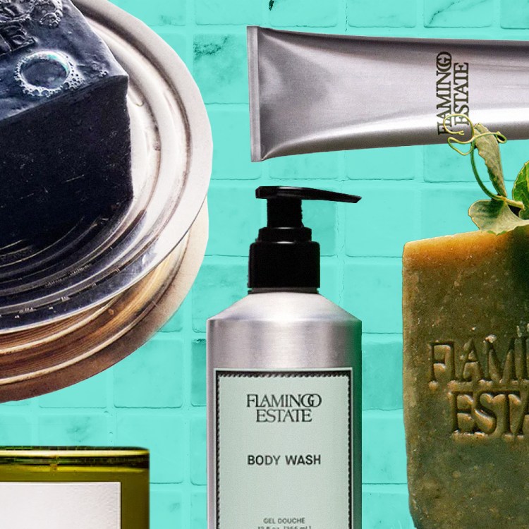 flamingo estate collage on textured background