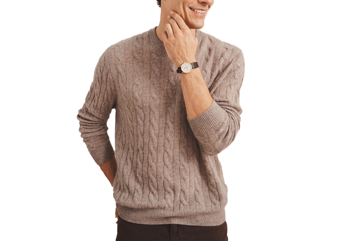 Naadam Lightweight Cashmere Cable Crewneck Sweater