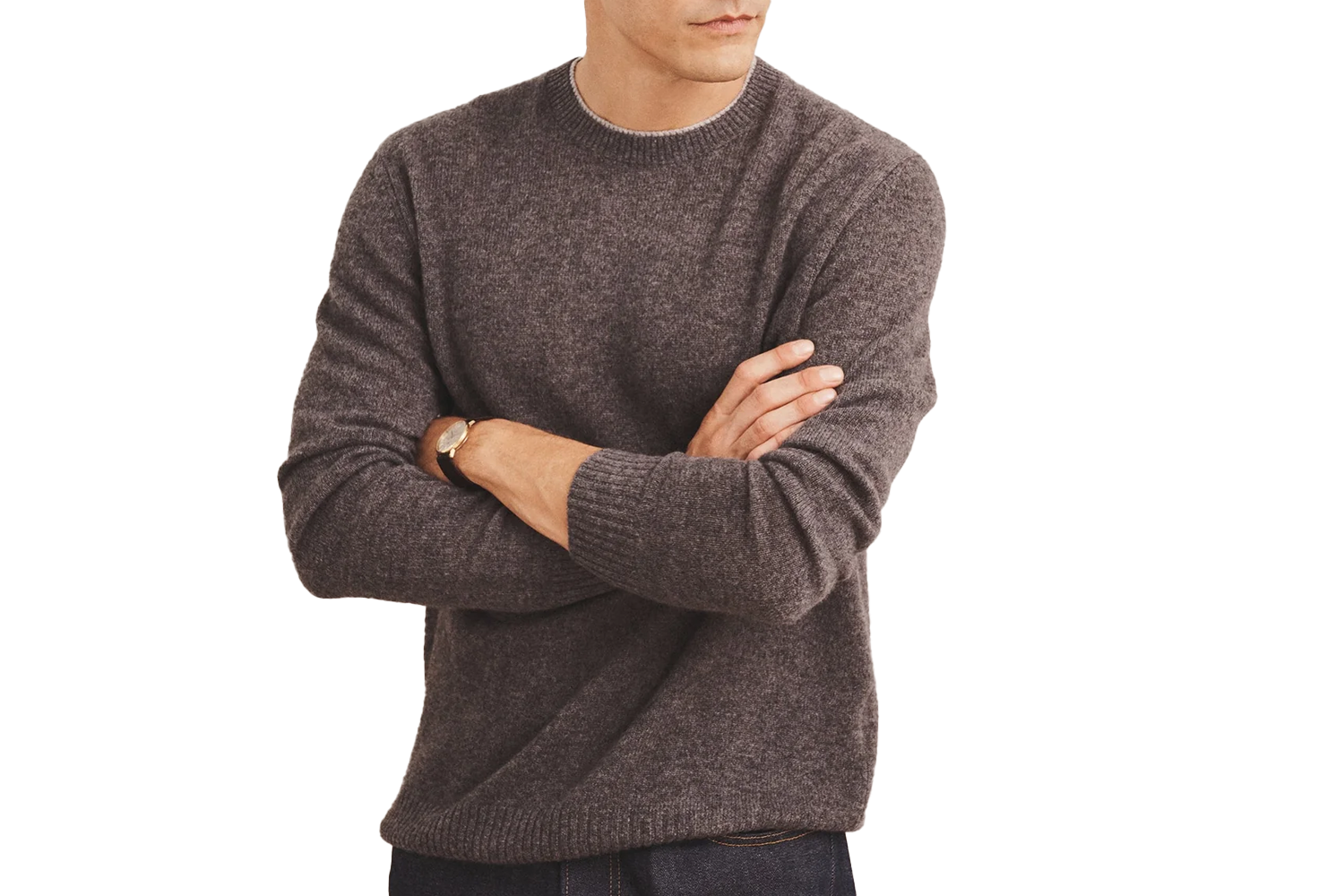 Naadam Lightweight Cashmere Contrast Trim Crewneck Sweater
