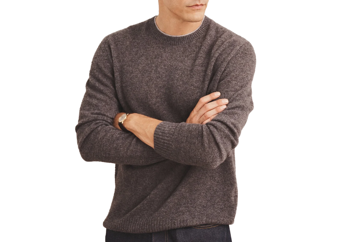 Naadam Lightweight Cashmere Contrast Trim Crewneck Sweater
