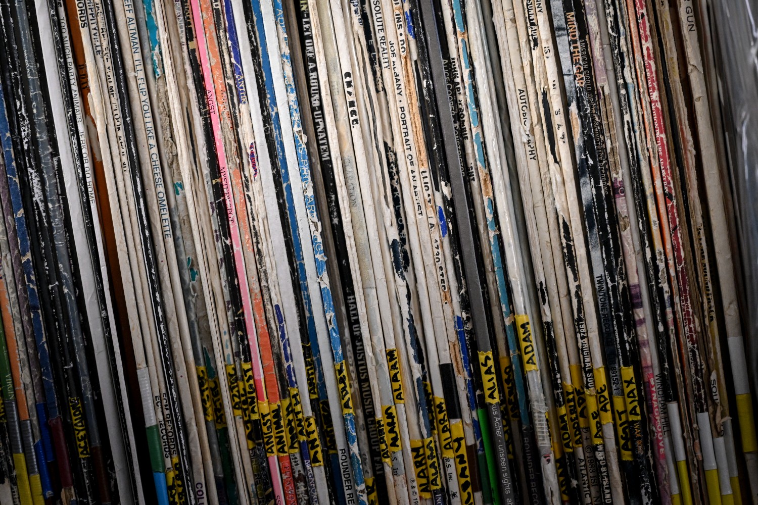 LPs at a college radio station's library