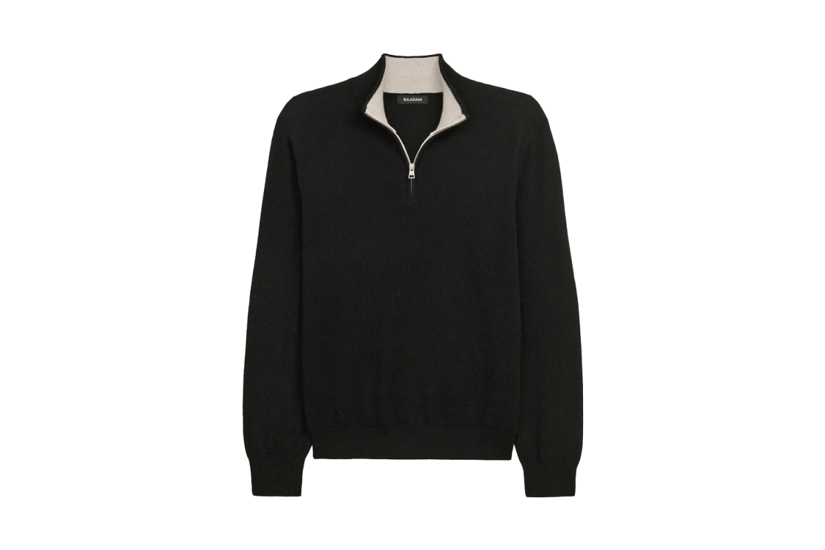 Naadam Signature Cashmere Color Blocked Quarter Zip