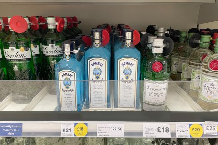Gin bottles in a UK supermarket