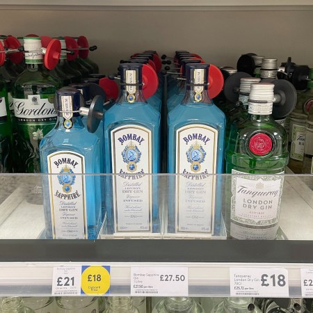 Gin bottles in a UK supermarket