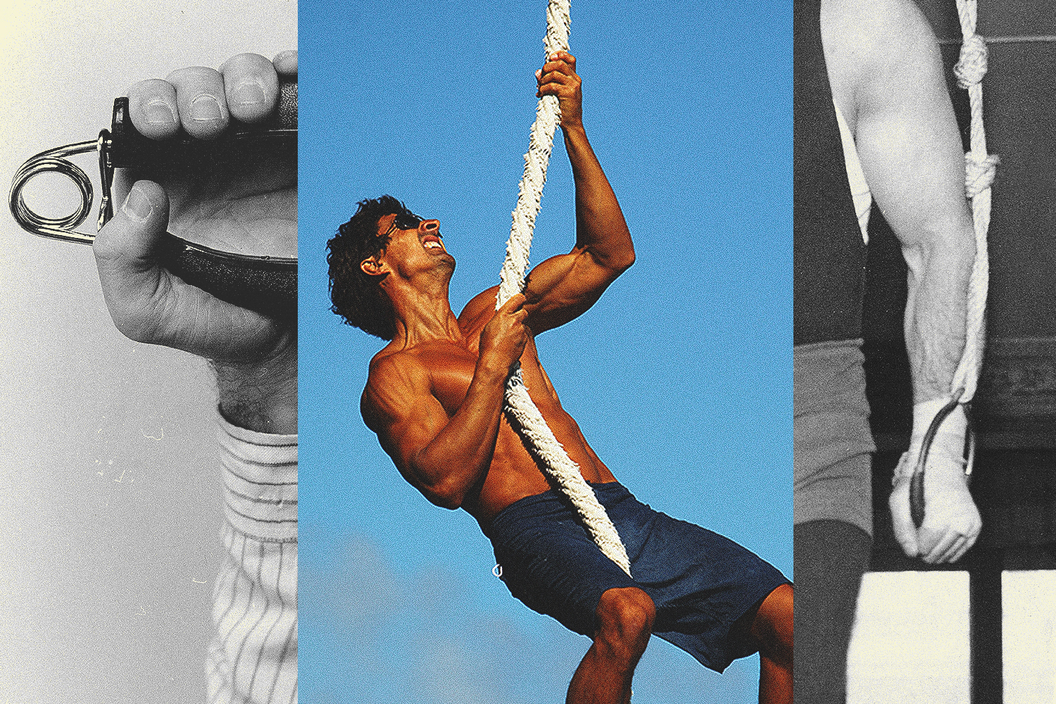 A triptych depicting various forms of grip strength.