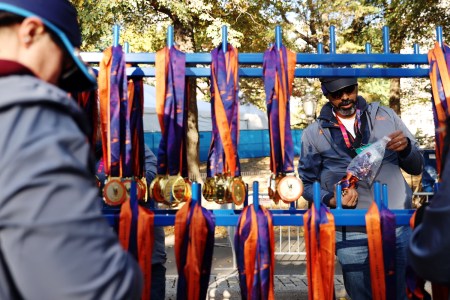 The medals at the New York City Marathon.