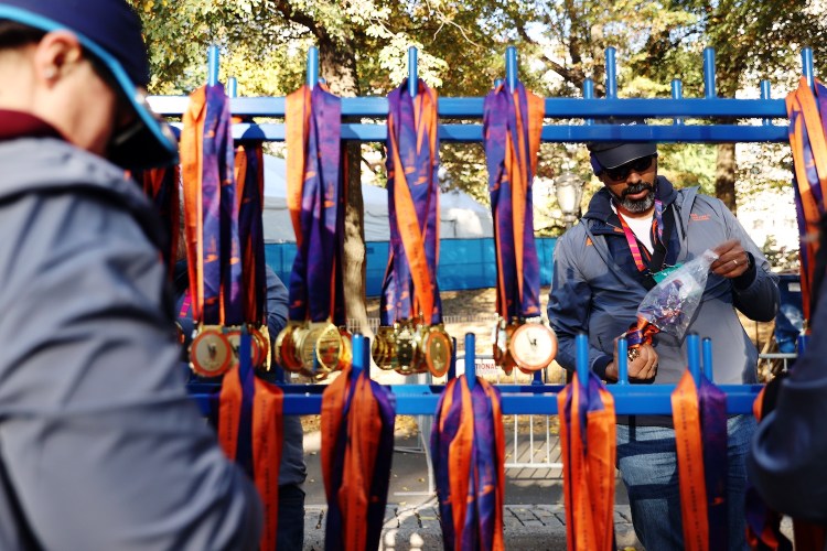 The medals at the New York City Marathon.