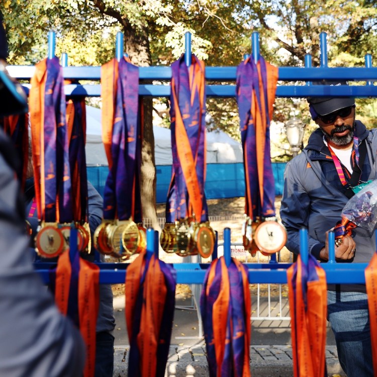 The medals at the New York City Marathon.