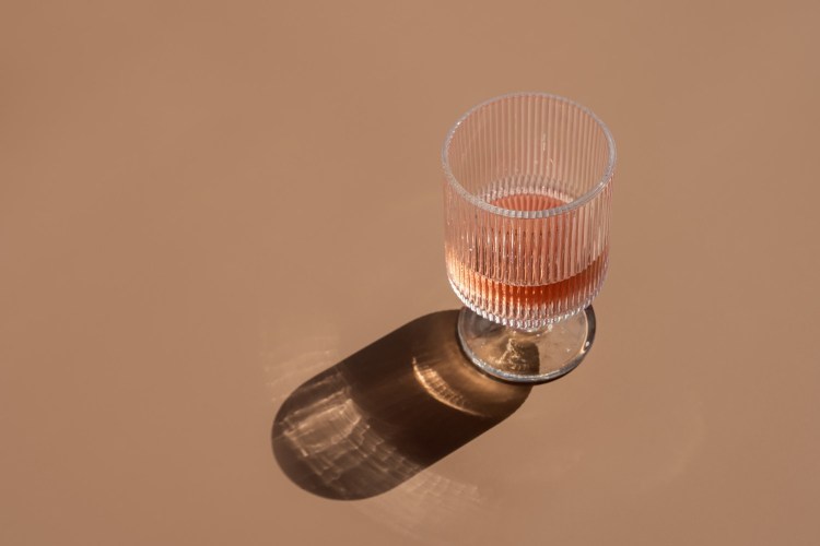 Glass of pink wine