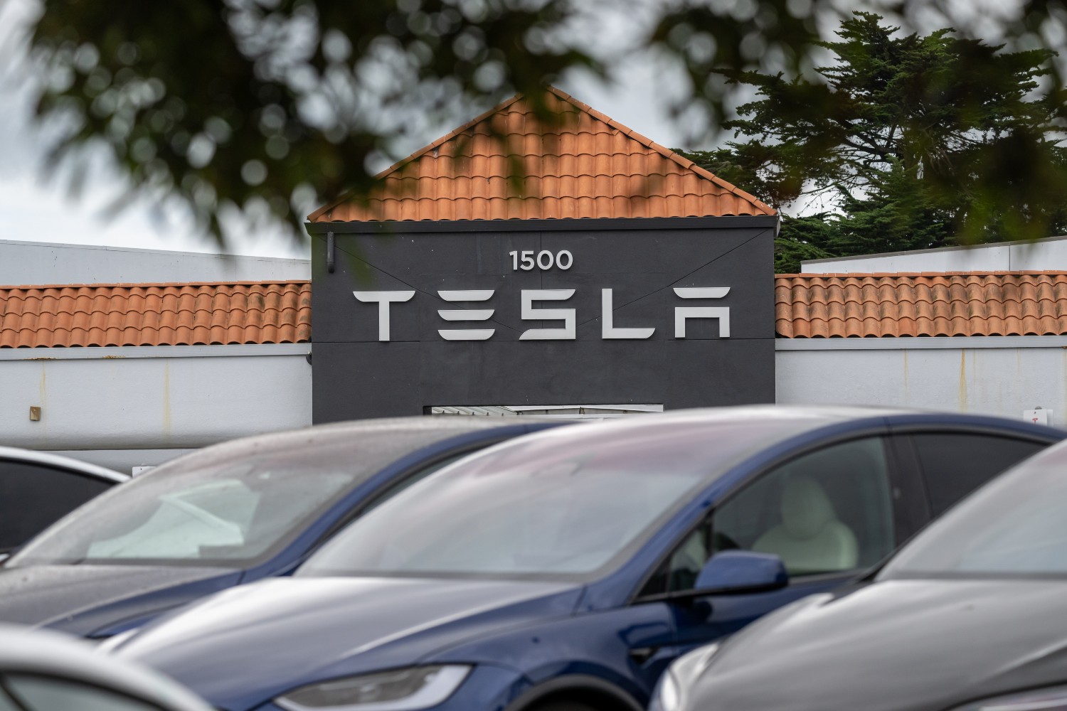 Tesla logo on a store location