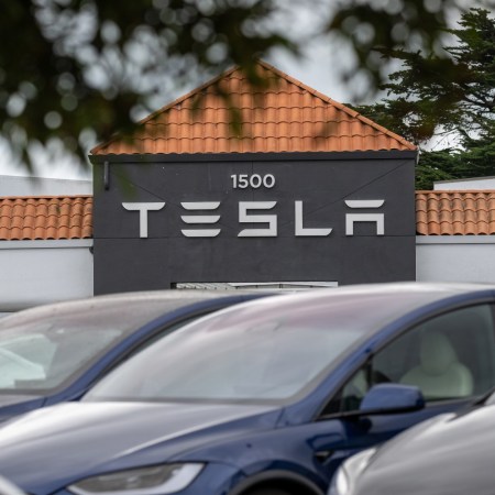 Tesla logo on a store location