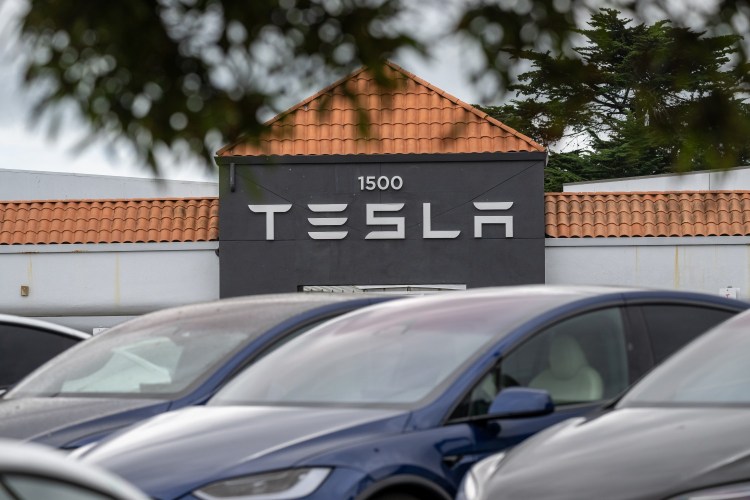 Tesla logo on a store location