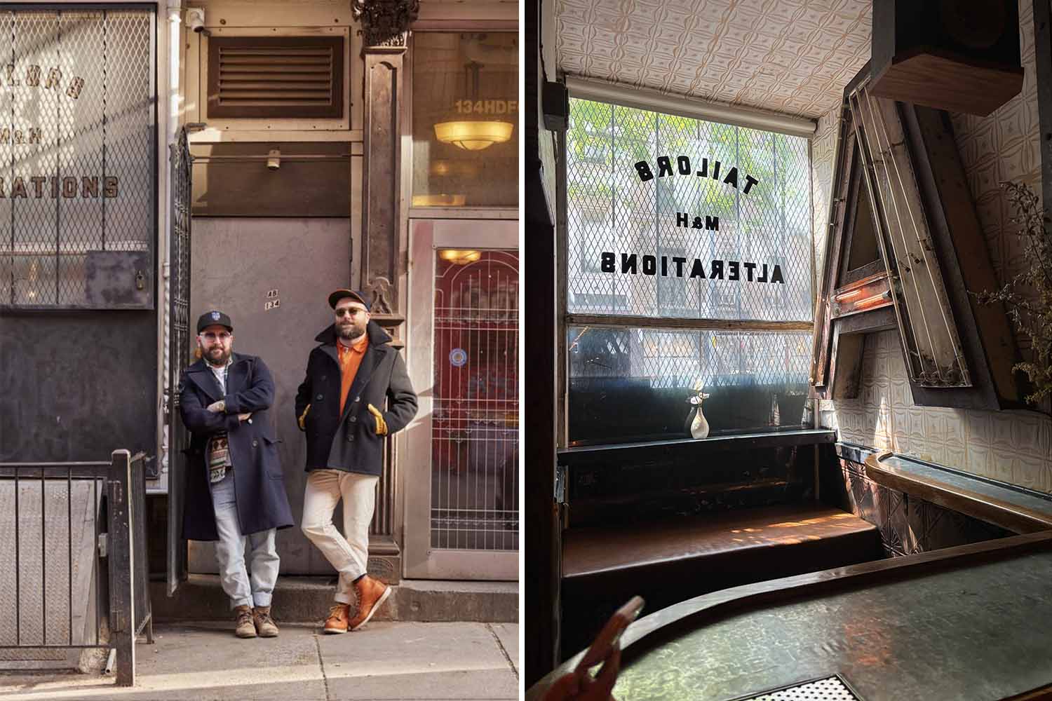 Sam Ross and Michael McIlroy outside Attaboy; the interior of Attaboy