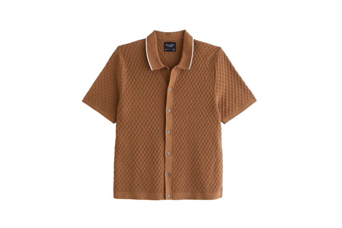 Abercrombie & Fitch Diamond Stitch Button-Through Sweater Polo