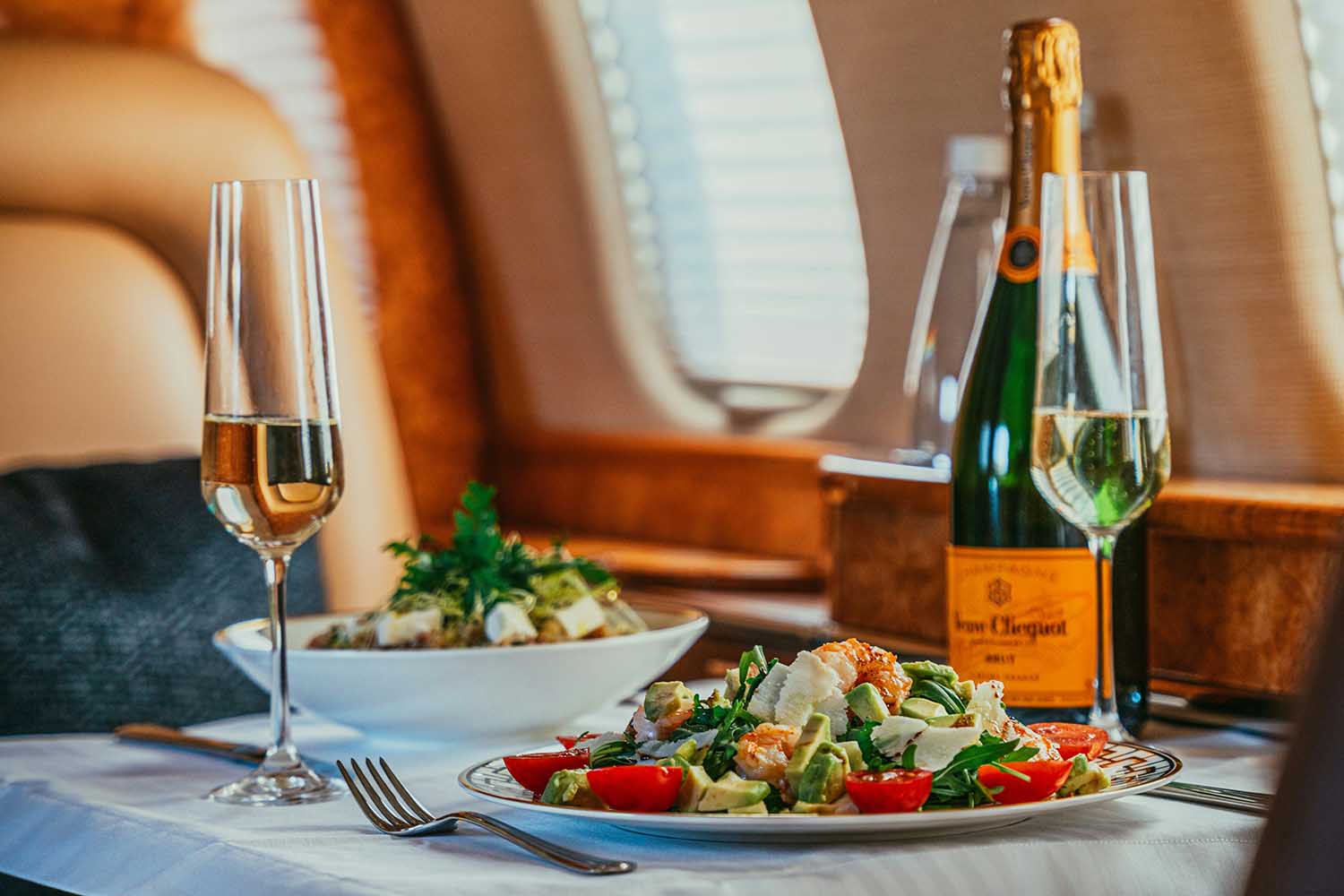 Champagne on a flight