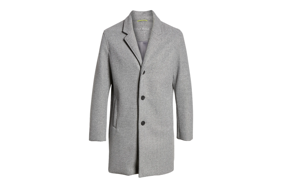 Cole Haan Regular Fit Stretch Wool Coat